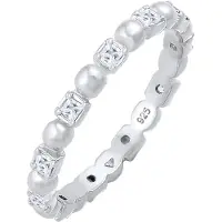 Elli Ring Bandring Kugel Zirkonia Viereck 925 Silber Elli Silber