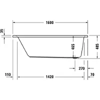 Duravit Rechteck-Whirlwanne D-Neo 160x70cm, EB-Version, 1 RS, weiß