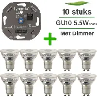 Lybardo 10er-Set Master LED-Strahler GU10 + LED eco+ Dimmer 3-200 Watt | 5,5 Watt | 3000K modernes Warmweiß | 60° Abstrahlwinkel