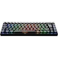 Deltaco Gaming GAM-100-DE, Kabellos, USB + RF Wireless + Bluetooth, Mechanischer Switch, QWERTZ, RGB-LED, Schwarz