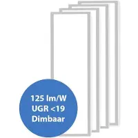 LumenXL Dimmbares LED Panel Set 4 Stück, 120x30cm, UGR<19, 30W, 4000K - 125lm/W