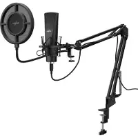URage Streaming-Mikrofon "Stream 800 HD Studio" Gaming (USB-Mikrofon, Audio-Aufnahmen, Flexibler Dual-Screen-Popfilter, Plug and Play, Music-Recording)