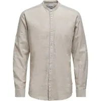 Only & Sons Langarmhemd "ONSCAIDEN LS SOLID LINEN MAO SHIRT NOOS" Baumwolle mit Leinen, slim fit