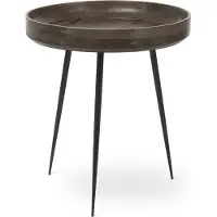 MATER BOWL Tisch mittel, grau-braun, Holz, Ø 46 cm - , Bowl, Grau, für Esszimmer, Holz, Design