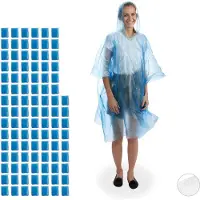Relaxdays 100 x Regenponcho blau Hellblau