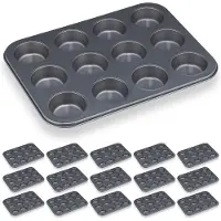 Relaxdays 16 x Muffinform für 12 Muffins Anthrazit