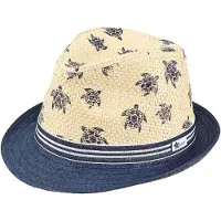 Sterntaler Strohhut "Schildkröte" in Beige/ Dunkelblau - 51 cm