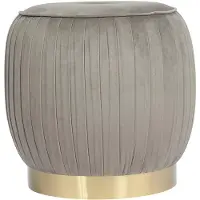 InStyle Look by Kayoom | Pouf Lilje Samt grau Samt 43x42x43 cm | NADUVI