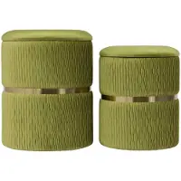 InStyle Look by Kayoom | Set mit 2 Sitzpuffs Milas Samt grün Samt 36x44x36 cm | NADUVI