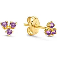 Jackie Gold Ohrringe - Jackie Triangle Amethyst Studs - Gr. unisize - in Gold - für Damen