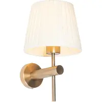 QAZQA - Moderne Wandleuchte Bronze mit weißem Schirm - Pluk I Wohnzimmer I Schlafzimmer - Stahl Rund - LED geeignet E27