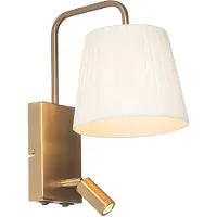 QAZQA Moderne Wandleuchte weiß und bronze mit Leselampe - Renier
