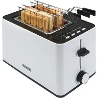 Bourgini Toaster mit extra breiten Schlitzen für Sandwiches - Weiß - Sandwichtoaster - Toaster mit brötchenaufsatz - Toaster 2 scheiben langschlitz