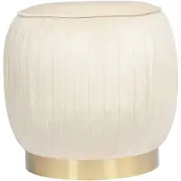 InStyle Look by Kayoom | Pouf Lilje Samt Weiß Samt 43x42x43 cm | NADUVI