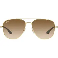 Ray-Ban RB 3683 Unisex-Sonnenbrille Vollrand Quadratisch Metall-Gestell, gold