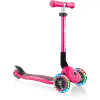 Globber JUNIOR FOLDABLE LIGHTS – Tretroller, 120/80 mm, ABEC 5, 3-rädrig, LED-Leuchtrollen, fuchsia pink