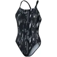 Speedo All Over Rippleback Damen Badeanzug Schwarz