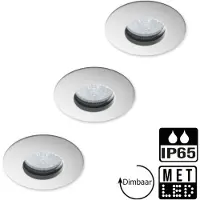 Lybardo 3-er Set Bad-Einbaustrahler weiß + LED-Spots GU10 | 5,5 Watt dimmbar | IP65 | 3000K modernes Warmweiß