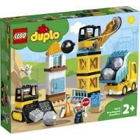 LEGO 10932 DUPLO Baustelle mit Abrissbirne, Spielzeug mit Baustellenfahrzeugen wie LKW, Kran und Bagger, Motorikspielzeug für Kinder ab 2 Jahre