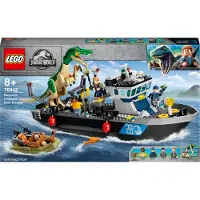 LEGO 76942 Jurassic World Flucht des Baryonyx, Dino Spielzeug mit Schnellboot für Jungen und Mädchen, Geschenkideen für Kinder, Dinosaurier Figuren