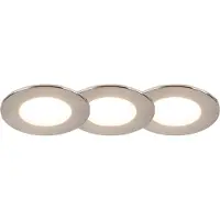 QAZQA - Modern 3-flammiger-Set Bad I Badezimmer Außen Einbaustrahler rund Stahl I Silber I nickel matt inkl. LED IP65 - Simply I Außenbeleuchtung I Wohnzimmer I Schlafzimmer - Aluminium Rund - I (nich