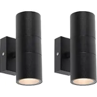 QAZQA 2er-Set Außenwandleuchten schwarz IP44 - Duo