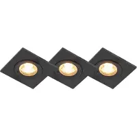 QAZQA Set mit 3 Bad-Downlights schwarz IP44 - Xena Square