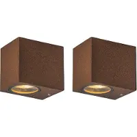QAZQA Set mit 2 industriellen Wandleuchten rostbraun IP44 - Baleno I.