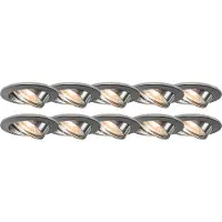QAZQA - Modern 10er Set Einbaustrahler Chrom kippbar - Edu I Wohnzimmer I Schlafzimmer - Aluminium Rund - LED geeignet GU10