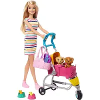 Mattel GHV92 Barbie Hundebuggy Spielset mit Puppe (blond)
