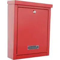 Rottner Wandbriefkasten Brighton, Zylinderschloss, Sichtfenster & Namensschild, B 310 x T 135 x H 400 mm, Stahl, rot