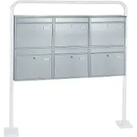 Rottner Briefkastenanlage, mit 6 Briefkästen, ohne Ständer, H 635 x B 1160 x T 125 mm, Edelstahl