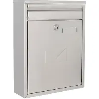 Rottner Briefkasten Como, Wandmontage, beidseitiger Einwurf, Namensschild, Zylinderschloss, inkl. 2 Schlüssel, Edelstahl, B 250 x T 85 x H 320 mm