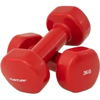 Tunturi Kurzhantel-Set, farbige Hanteln mit 2 x 3 kg, Vinyl, Stahlhanteln