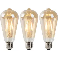 LUEDD 3er Set E27 LED Lampen ST64 gold mit Hell-Dunkel Sensor 4W 400lm 2200K