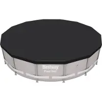 Bestway Flowclear PVC-Abdeckplane Ø 427 cm, schwarz, rund