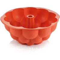 Tescoma Backform DELICIA SiliconPRIME, Hoher Gugelhupf, Ø 24 cm, orange, Himbeere, Gugelhupfform