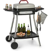 Klarstein Gatsby Elektrogrill 2000W Antihaft-Grillfläche Seitentische schwarz, Farbe:Schwarz/beige