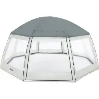 Bestway 58612, Poolkuppel, Überirdischer Pool, Rund, Grau, Transparent, Weiß, PVC, Polyester, 2 Tür(en)