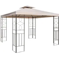 Huismerk Pavillon 298x298 cm – beiges Dach, stabil, für Garten & Terrasse