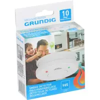 Grundig Optischer Rauchmelder, Feueralarm - 10 Jahre Batterie, Pause & Anzeige - Weiß