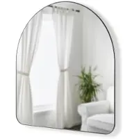 Umbra Wandspiegel Hubba, gewölbter Hängespiegel, Spiegelglas, Titan, 86 x 91 cm, 1017061-378