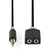 Nedis Stereo-Audiokabel - 3.5 mm Stecker - 2x 3.5 mm Buchse - Vergoldet - 0.20 m - Rund - Anthrazit - Box