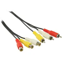 Nedis Composite-Videokabel - 3x Cinch-Stecker - 3x Cinch Buchse - Vernickelt - 480p - 5.00 m - Rund - PVC - Schwarz - Umschlag