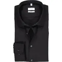 Seidensticker Businesshemd "Schwarze Rose", Herren, Gr. XXL (45), normale Ärmellängen, schwarz, 100% Baumwolle, unifarben, slim fit, 2-Knopf-Manschette, Hemden Businesshemd, Slim 1/1 Kentkragen Uni