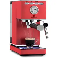 Klarstein Pausa Espressomaker, Siebträger mit 1350 Watt, Espressomaschine 7-9 Bar Druck, Espresso Siebträger mit Wassertank: 1,4 Liter Edelstahl ,rot