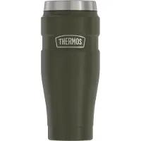 Thermos Thermobecher Stainless King Mug green mat, grün, hält 7 h warm und 18 h kalt, Edelstahl doppelwandig, 470 ml