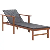 vidaXL Sonnenliege Poly Rattan und Massivholz Akazie Schwarz