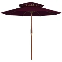 vidaXL Sonnenschirm mit Doppeldach und Holz-Mast Bordeauxrot 270 cm