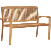 vidaXL Gartenbank 2-Sitzer Stapelbar 120 cm Massivholz Teak